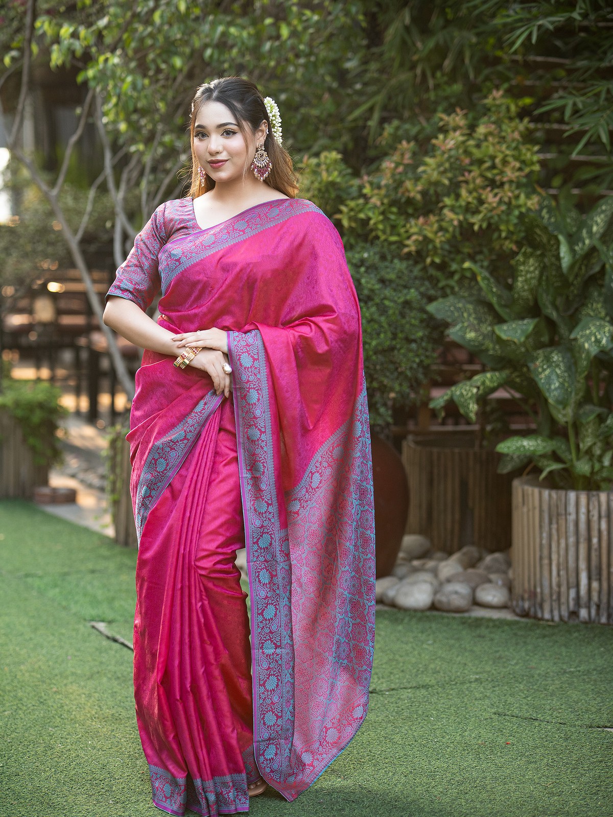 Magenta Soft Silk Kanchipuram Saree