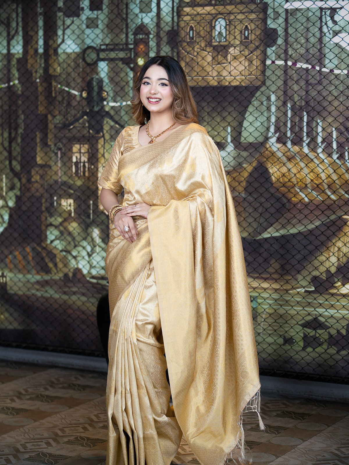 Golden Soft Silk Kanchipuram Saree
