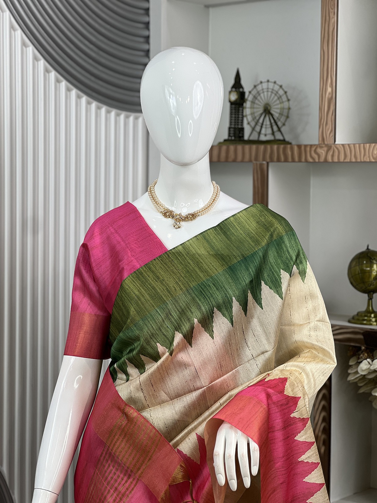 Magenta Tussar Silk Boutique Saree