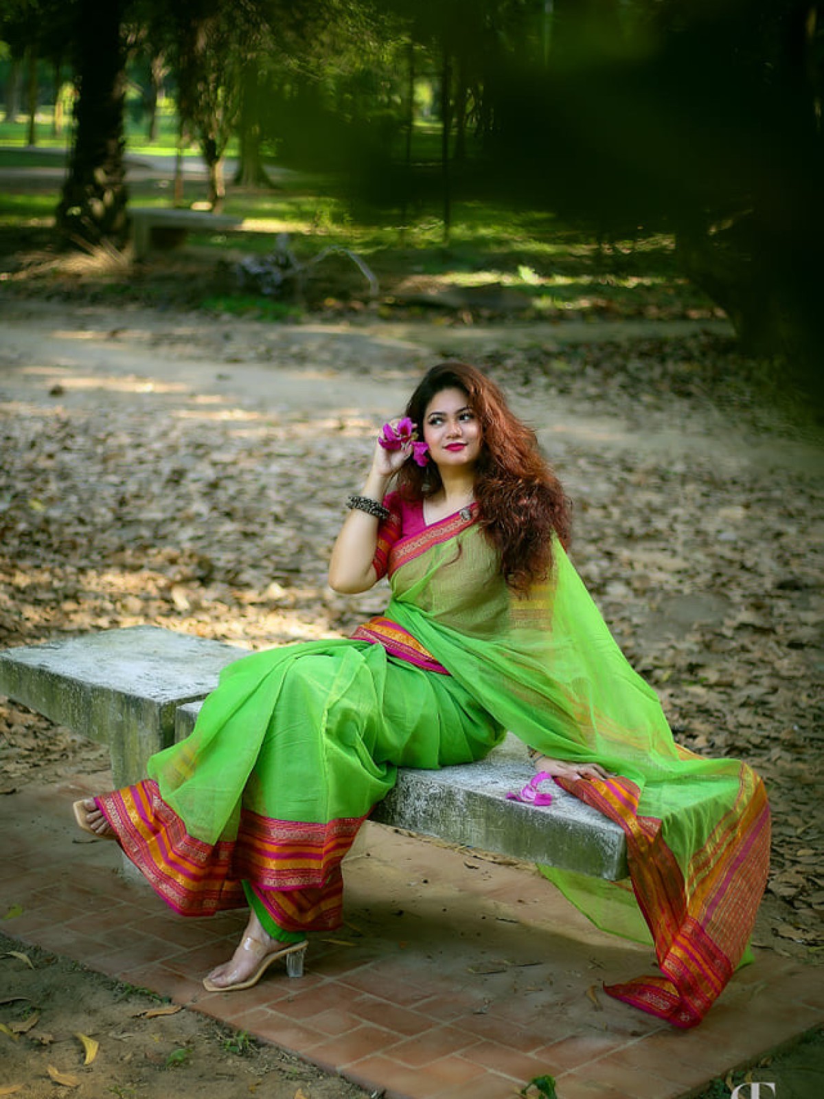 Parrot Green Half Silk Kota Saree