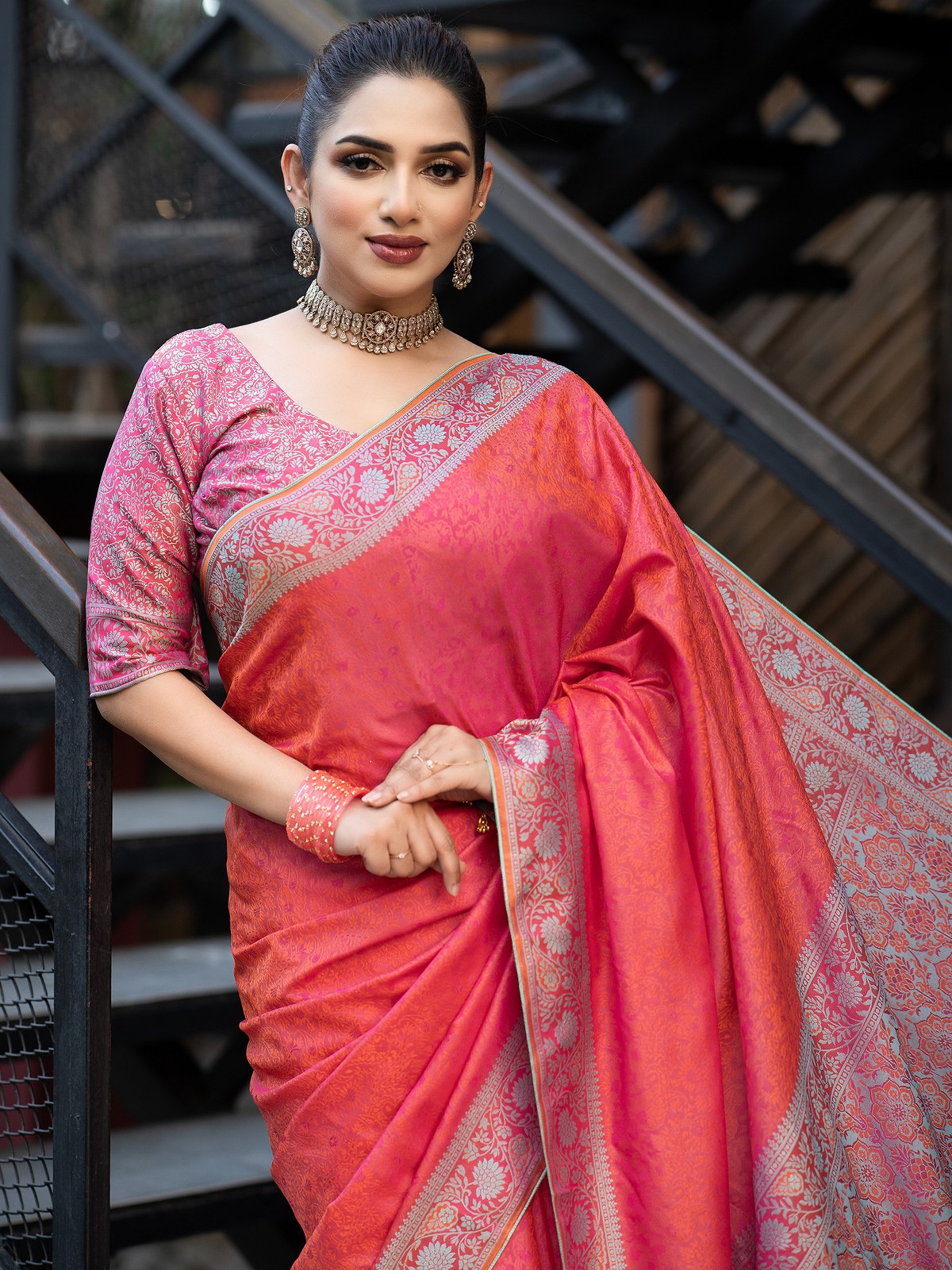 Misty Orange Soft Silk Kanchipuram Saree