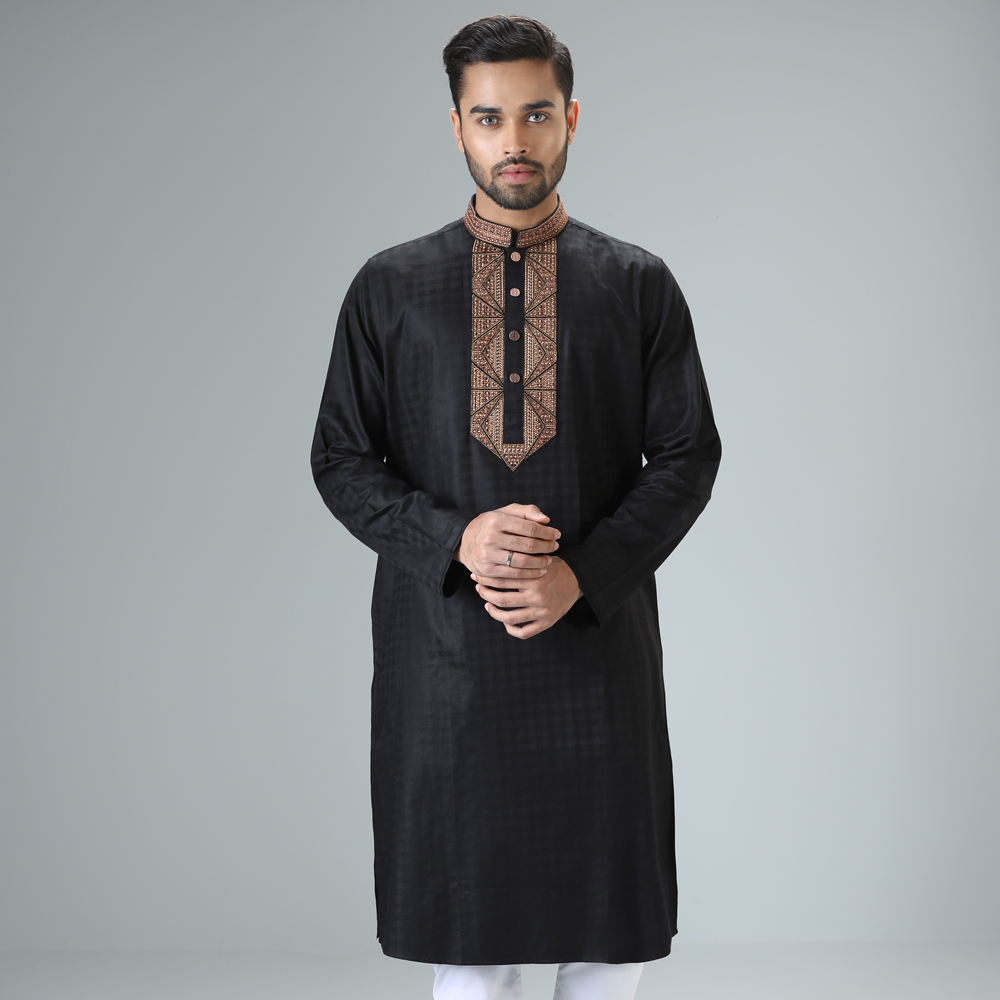 Mens Panjabi - Regular Fit — Black