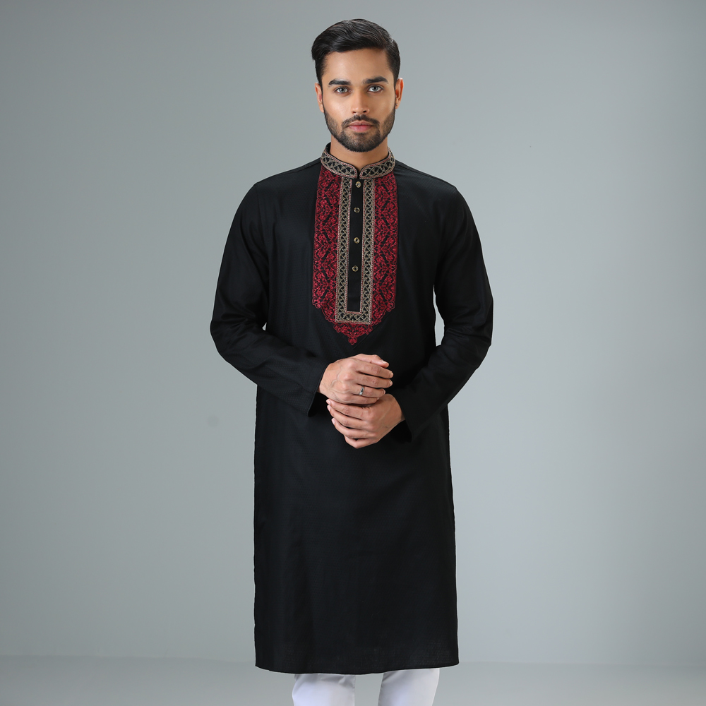 Mens Panjabi - Regular Fit — Black