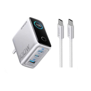 ANKER B121B Charger 3 Port 100W Fast Charging LED Display USB C to USB C Cable